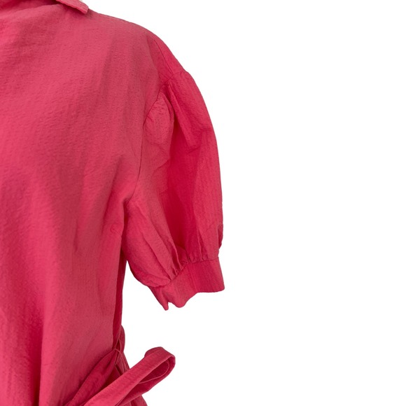 Southern Tide‎ Shirt Dress Size S Pink Short Sleeve Belted Seersucker Nautical - Picture 2 of 11